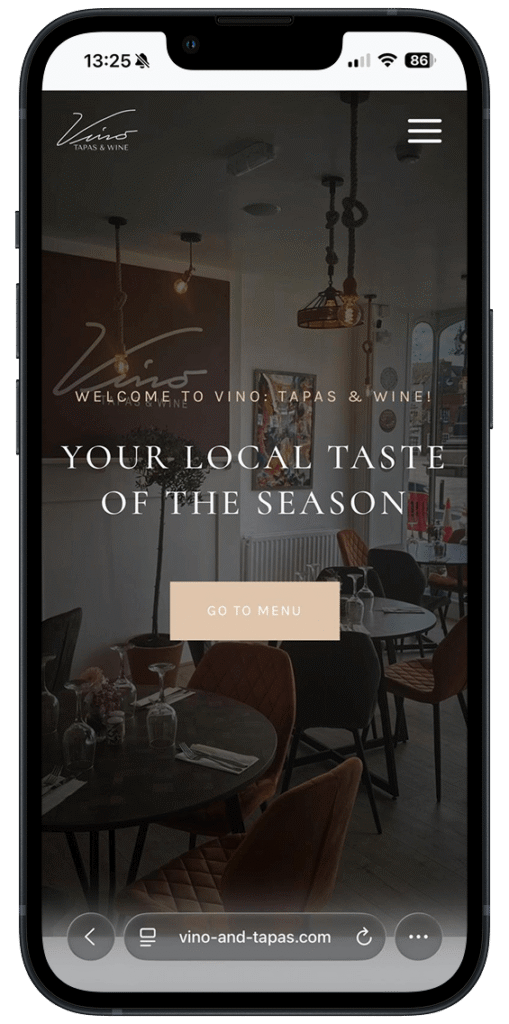 vino and tapas restaurant website image showcase